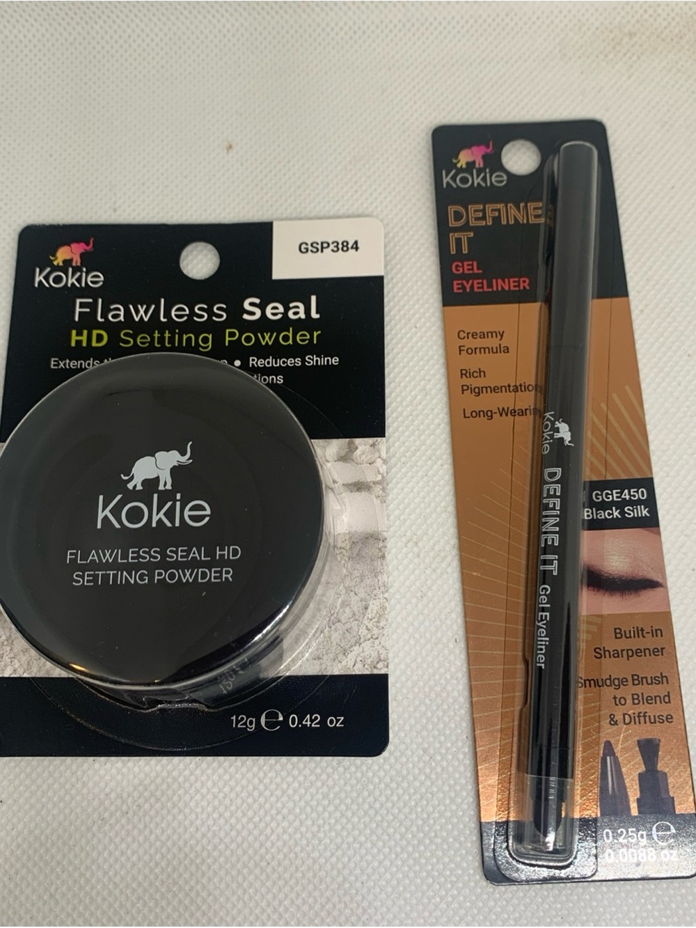 Kokie Flawless Seal HD Setting Powder & Define It Gel Eyeliner - Black NIB